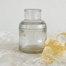 1900s Antique Ink Bottle Clear Glass Inkwell picture