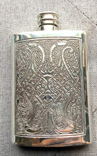 Celtic Pewter Flask Engraved Celtic Design Wedge Hip Boot Flask USA picture