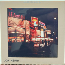 1965 Times Square Slide Jon Henry Sea & Ski Toshiba Howard Johnson Neon Sign picture