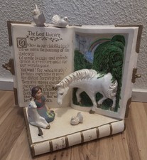 Vintage 3D The Last Unicorn Ceramic Statue With Unicorn/Book Music Box picture