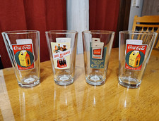 Coca-Cola Set of 4 Clear Vintage Advertising Drinking Glasses 1924-1947 picture