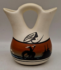 Navajo Double Wedding Vase Hand Painted Clay 6