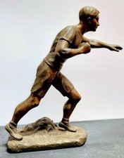 Antique Spelter Sculpture Statue BOXER Boxing Figure Signed HENRI FUGERE - RARE picture