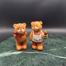 Vintage 1979 Enesco Piggles Christmas Bear Figurines Set of 2 Taiwan picture