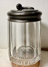 Vintage 1885-1898 Victorian Cut Glass Tobacco Humidor Marked Silverplate Cover picture
