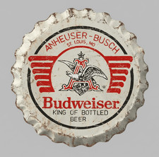 Budweiser Weathered Bottle Cap Metal Sign picture