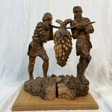 BETHLEHEM ISRAEL Hand Carved Artist Signed Olive Wood Joshua Caleb Pastor Gift picture