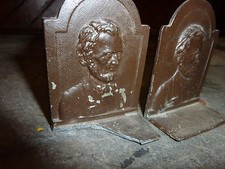Circa 1950-60's Abraham Abe Lincoln cast BOOKENDS pair 3x 2 x 1