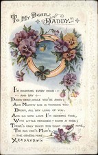 Greetings Dear Daddy Poem Embossed c1900-20s Vintage Postcard picture