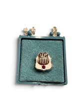 Union Pacific Railroad 10k Gold Service Pin Tie Tack w/ 1 Rubies Employee  picture