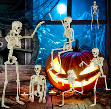 6 Pack 16in Full Body Posable Skeleton Halloween Outdoor Yard Party Decor Set picture