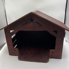 Vintage 1960s /  Big / Christmas  Wood Nativity Manger Stable Handmade  picture
