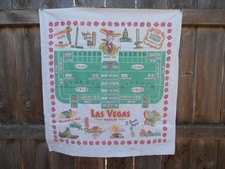 Vintage Las Vegas Tablecloth Vegas Vic Craps Dunes Sahara Sands 33” X 35” picture