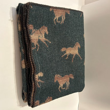 Vtg Woolrich Wool Camp Throw Blanket Reversible Horse Western 58x66 USA Made picture