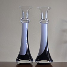 Pair of European Hand Blown Glass Candle Stick Holders Modern Decor Design picture