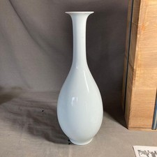 Arita Hichozan Towatari Toroku Celadon White Porcelain Crane Neck Vase Box picture