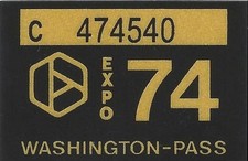 1974 WASHINGTON Vinyl Sticker Decal -CAR/Passenger License Plate Reg.TAB TAG-New picture
