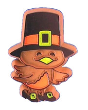 Hallmark PIN Thanksgiving Vintage PILGRIM BIRD Brown 1979 Holiday Brooch picture