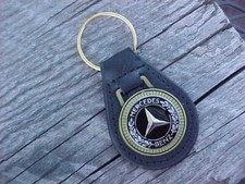 MERCEDES BENZ GOLD LEATHER KEY FOB VINTAGE NOS HI-QUALITY FINE TOP GRAIN picture