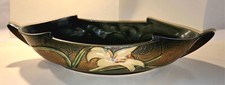 Roseville Zephyr Lily Green Brown 1946 Vintage Art Pottery Console Bowl 474-8 picture
