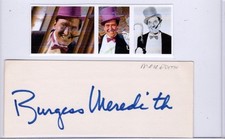 Burgess Meredith signed card  Penguin  on Batman picture