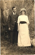 Devils Den Couple Portrait Edwardian Fashion RPPC Real Photo Postcard c1910 picture