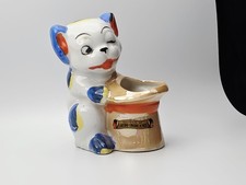 Vintage Japan Lusterware Winking Dog Planter Ashtray Carlsbad Caverns Souvenir picture