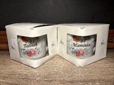 Vintage Thun Czech Karlovarsky Porcelain Mom Dad Mug Set Maminka Tatinek A9 picture