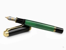 NEW IN BOX Pelikan Souveran M800 Fountain Pen - Black/Green Fine Translucent picture