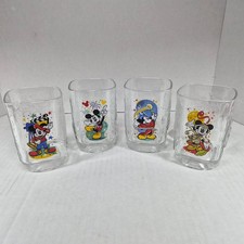Vintage 2000 Disney McDonalds Celebration Mickey Square Glass Tumblers Set 4 picture