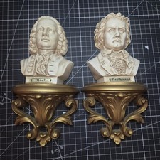 VTG 1973 3D Burwood Wall Hanging Plaque Bach & Beethoven Busts picture
