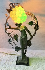 Art Nouveau Figural Table Lamp, Lady with Grapes on Marble Base, L.Beck Germany  picture