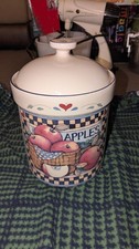 Vintage Susan Winget Apples Canister w/Lid  90's New Replacement 9.5
