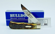 2009 SFO GEC BULLDOG BRAND #23 LINER LOCK BURNT GRIZZLY BONE KNIFE /48 picture
