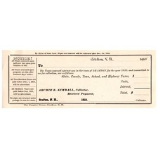 1910 Grafton NH Tax Collection Receipt Form Billhead Empire Press SE4 picture