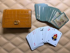 Gucci Exotic Cognac Crocodile Leather 2 Deck of Playing Cards MSRP $4500 Rare picture