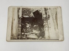 Unusual antique cabinet card Skulls and bones in alley building shaft picture