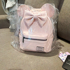 Loungefly Disney NWT Minnie Mouse Pink checkered Mini Backpack with Bow and Ears picture