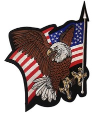 Angry Eagle Claws American Flag 13  x 11 inch Biker Back Patch RAM8305 LD4 picture