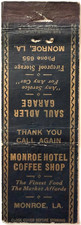 1940s Monroe Hotel Coffee Shop Matchbook Cover Saul Adler Garage Louisiana picture