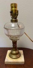 Antique Clear Glass Electrified Oil Lamp Marble Base Collectible. picture