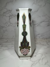 Antique Lenox American Belleek Art Deco Hexagon Vase Signed M Pippell 9.5” picture