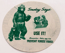 c1940s Smokey the Bear California Green Golden Prevent Forest First Label Decal picture
