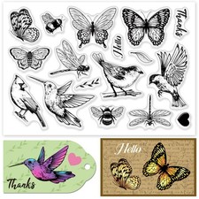 INFUNLY Vintage Bird Clear 6.3 inches x 4.3 inches, Birds and Butterfly picture