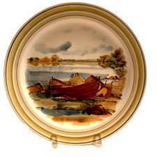 Vtg Arabia Finland Boat Water Hand Painted Wall Plate 10.75