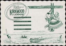 Vintage placemat HAGADORNS KIRKWOOD LODGE Osage Beach Missouri n-mint+ condition picture