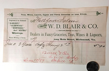 Original 1887 Whiskey Receipt from  W.D. Blair & Co. Richmond Va. 1887 picture