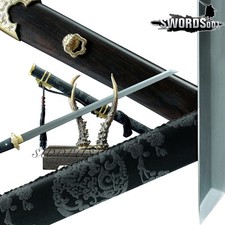 37'' Plum Blossom Tang Dao Chinese Sword Brass Fittings Ebony Handle Sharp Blade picture