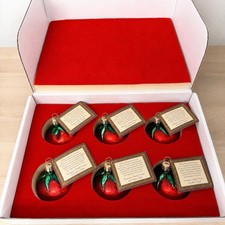 Vtg 6-Pc Blown Glass Tomato Ornament 2003 Buon Natale Cortopassi Family NEW NIB picture