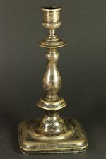 c.1900 FRAGET WARSZAWA Warsaw Antique Judaica Shabbat Silver Plated Candlestick picture